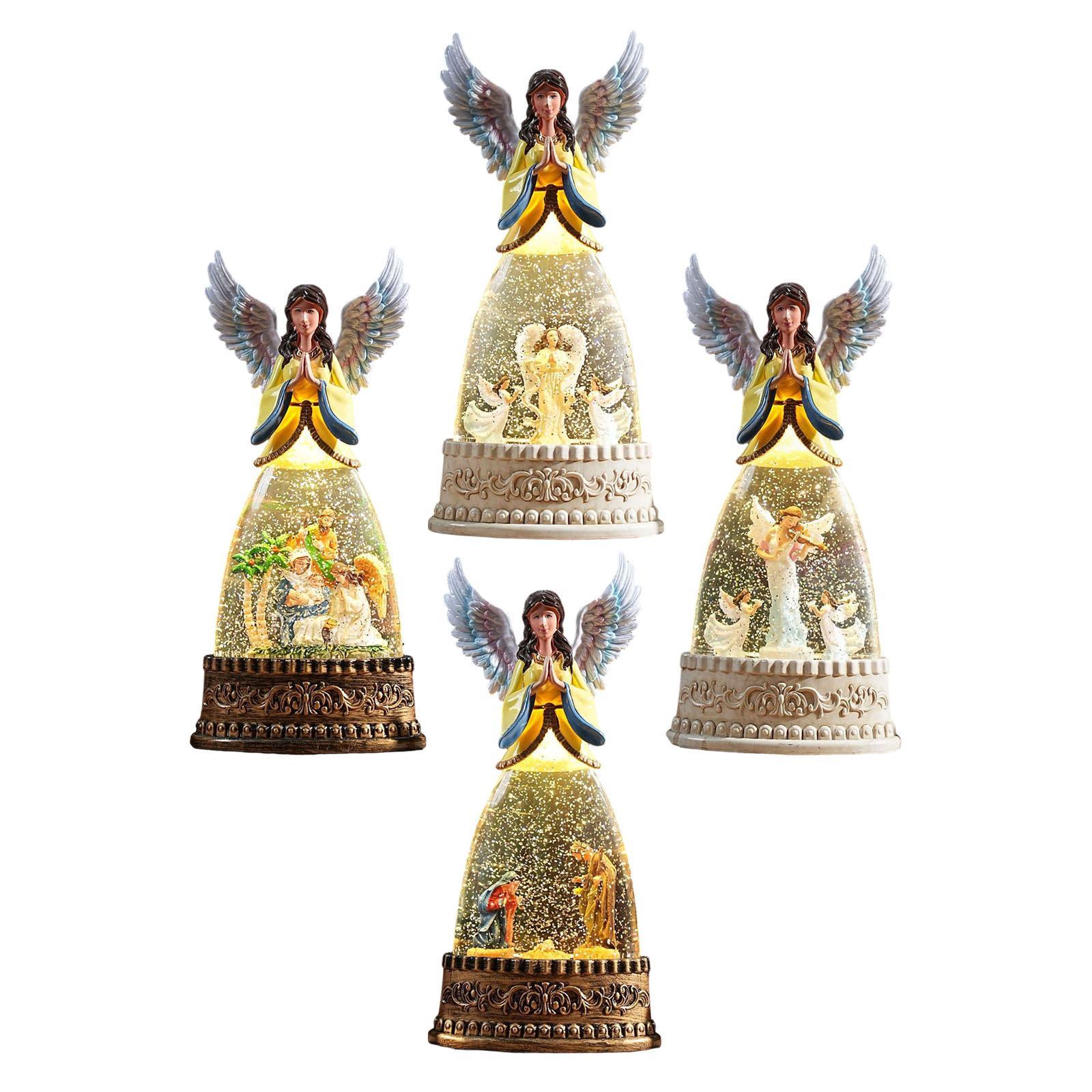 Snow Globe Musical - Estatueta de anjo iluminada, globo de