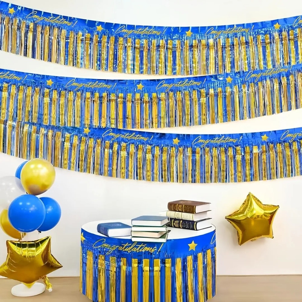 Tinsel Garland Decoration - 3 Peças Guirlanda de Franjas Azul