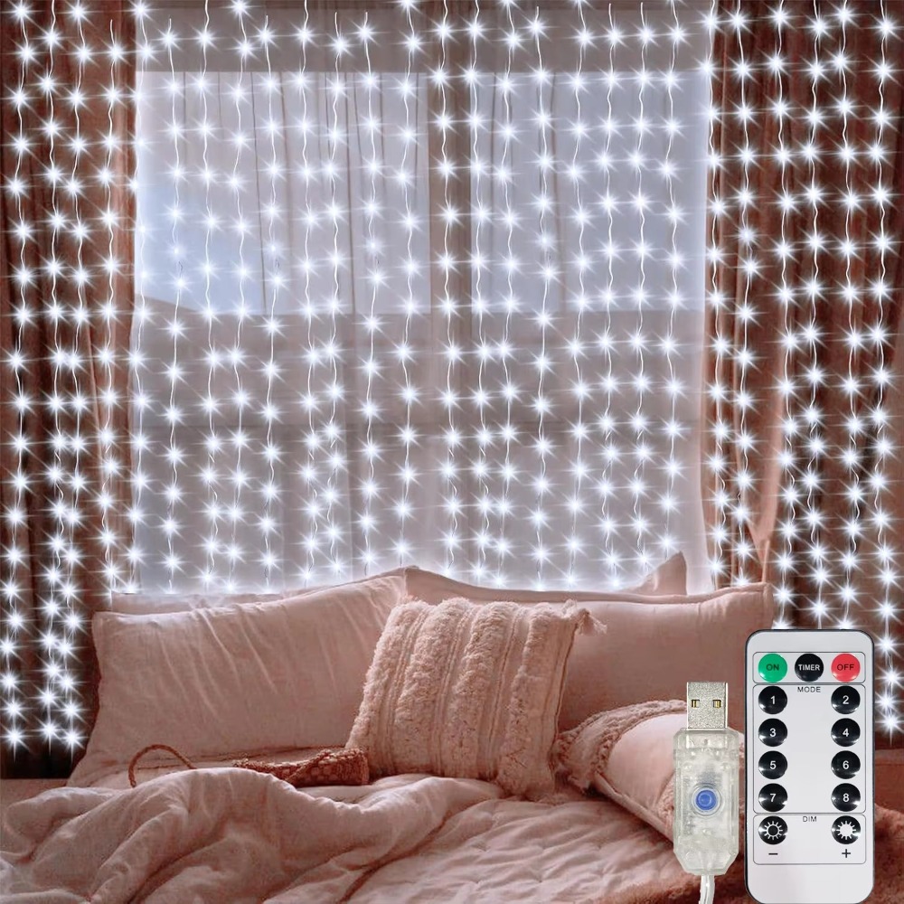 Led Fairy String Lights - Luzes de Cortina LED com Controle