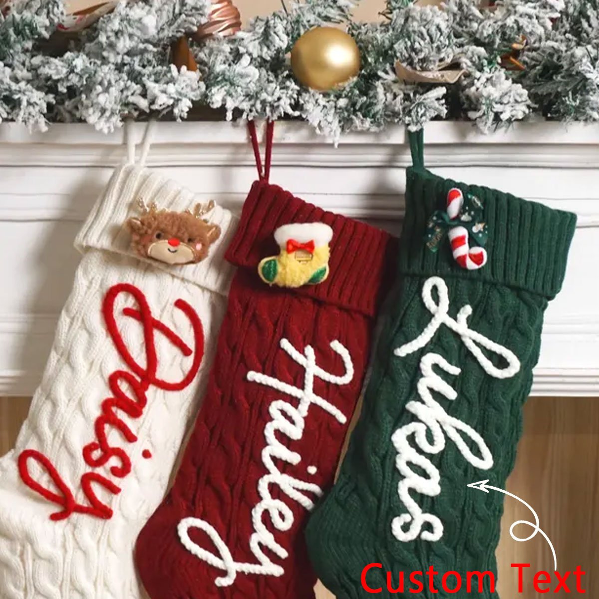 Christmas Stocking Hanging - 1 Par de Meias Decorativas de