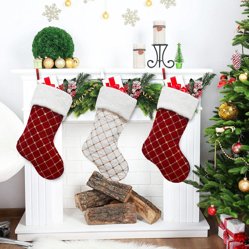 Meia de natal macia pele sinté - Christmas Stocking Hanging avaliação e preço